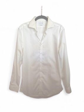 LIKE NEW Calvin Klein Men's White Long-Sleeve Dress Shirt M (15.5 neck)